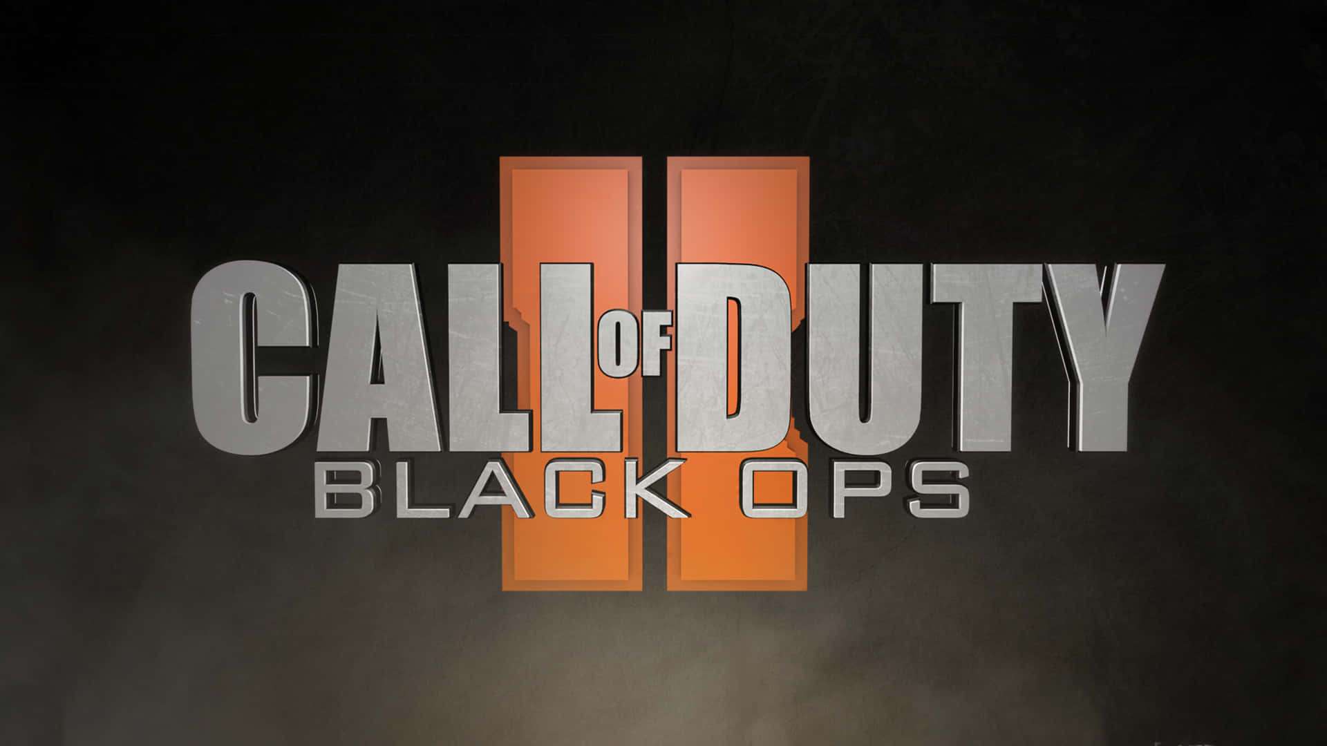 Call of Duty Black Ops IV 標誌，在煙霧瀰漫的深色背景上有金屬銀和橙色的文字。