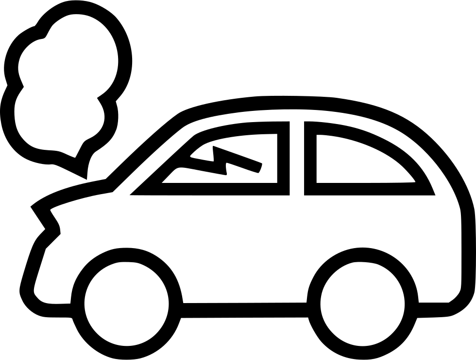 汽車排氣排放線描圖 壁紙 — 一架車的極簡黑色輪廓，引擎蓋上方有雲朵形狀。