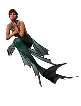 沉思美人魚數碼藝術 壁紙