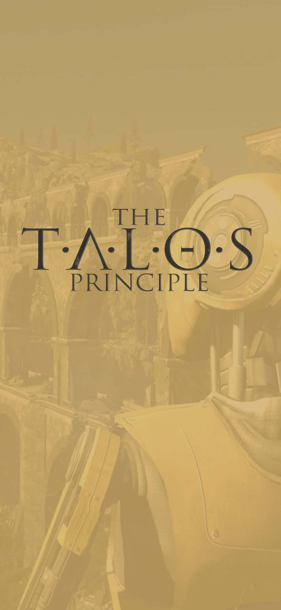 沉浸在《The Talos Principle》的精彩世界 壁紙 — 一張以深褐色調呈現的《The Talos Principle》宣傳圖片， featuring 一個機械人角色和背景中的古代遺跡。