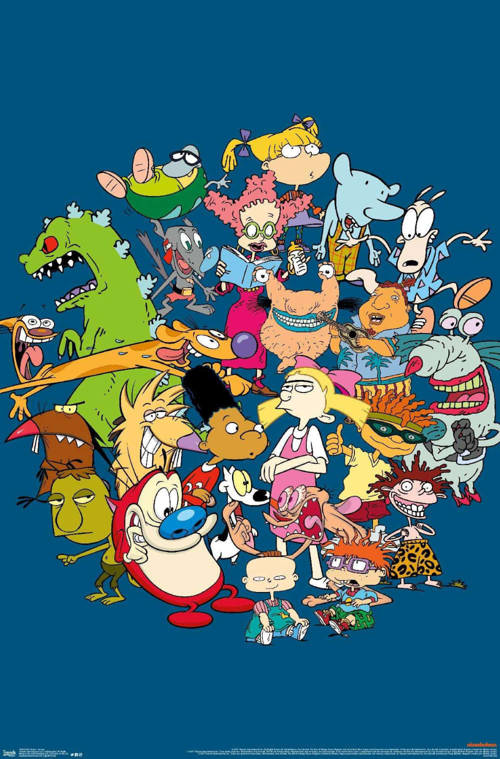 一張色彩繽紛的卡通海報，展示了一群頑皮混亂的 Rugrats 角色。