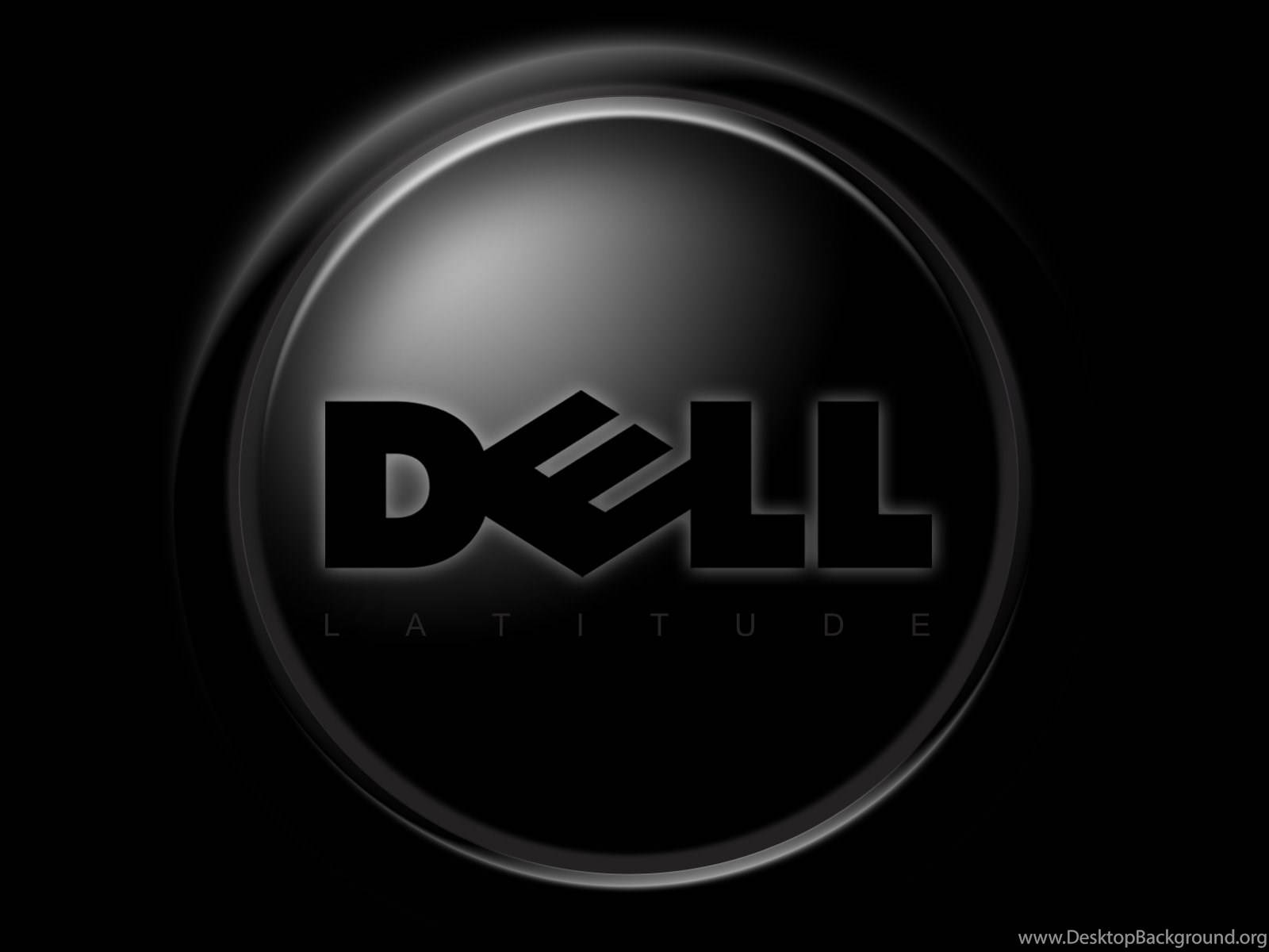 沉浸式戴爾 HD 顯示螢幕 壁紙 — 一個時尚的黑色 Dell Latitude 標誌在深色背景上散發金屬光澤。
