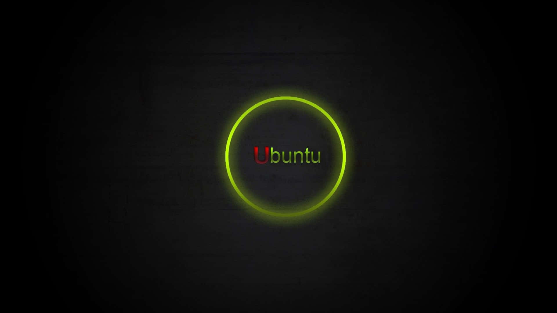 在黑暗紋理背景上帶有發光綠色圓圈的 Ubuntu 標誌