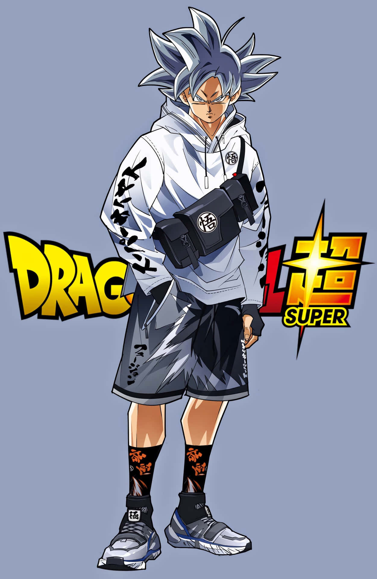 穿著休閒服飾並帶有龍珠超標誌的動漫角色
