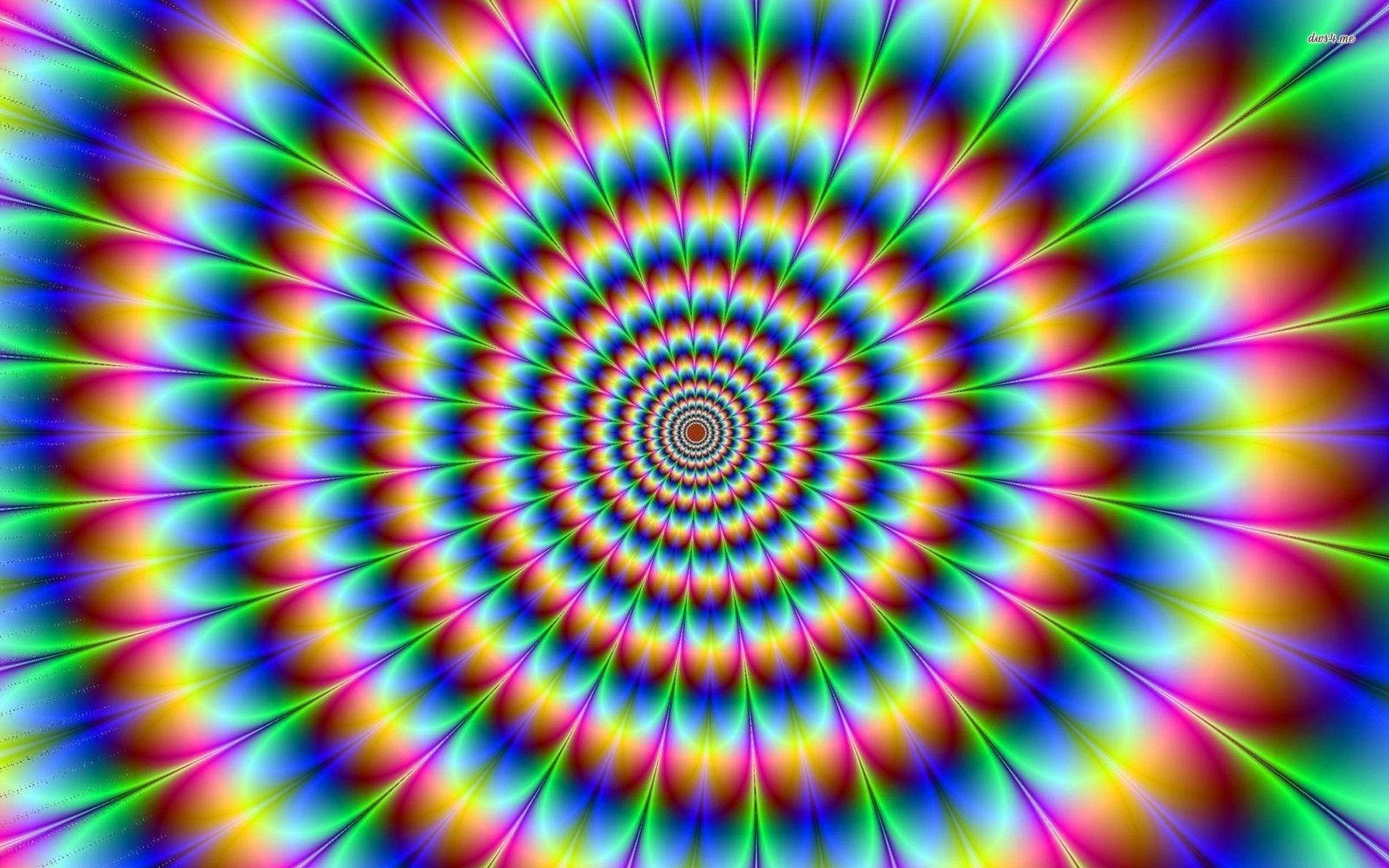 充滿活力的彩虹螺旋圖案，帶有催眠幾何設計。