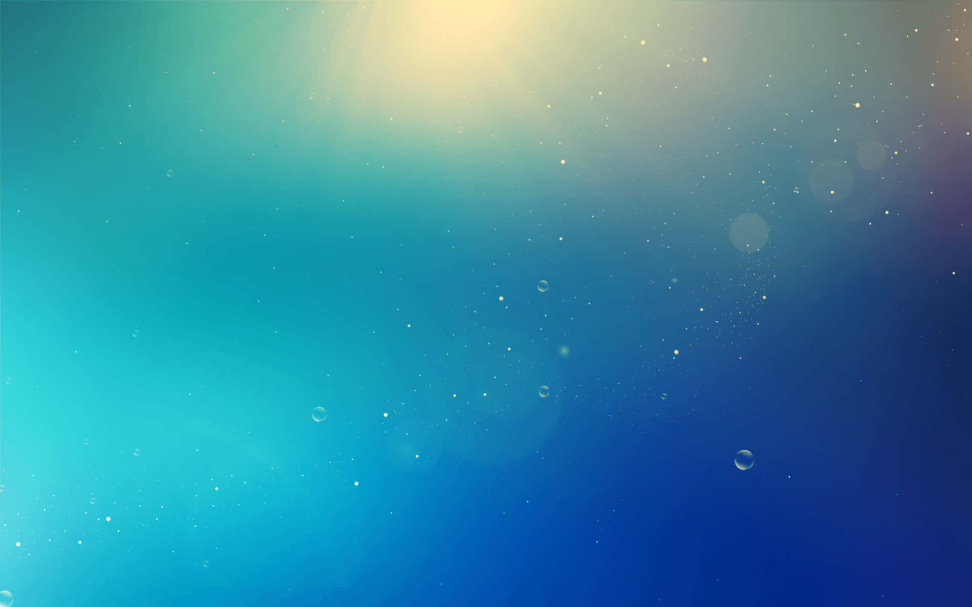 水下場景，氣泡在藍色和藍綠色光線中上升。