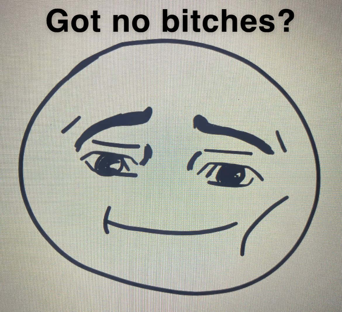 迷因面，上面有「Got no bitches?」字樣