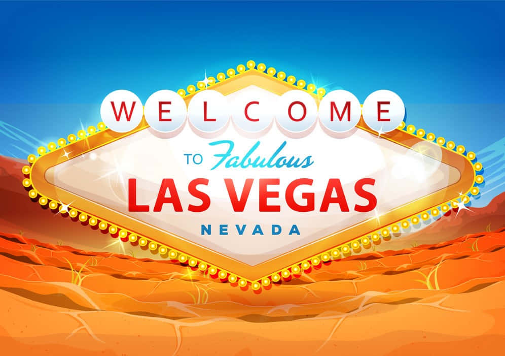 Welcome to Fabulous Las Vegas 標誌在沙漠日落時閃耀。