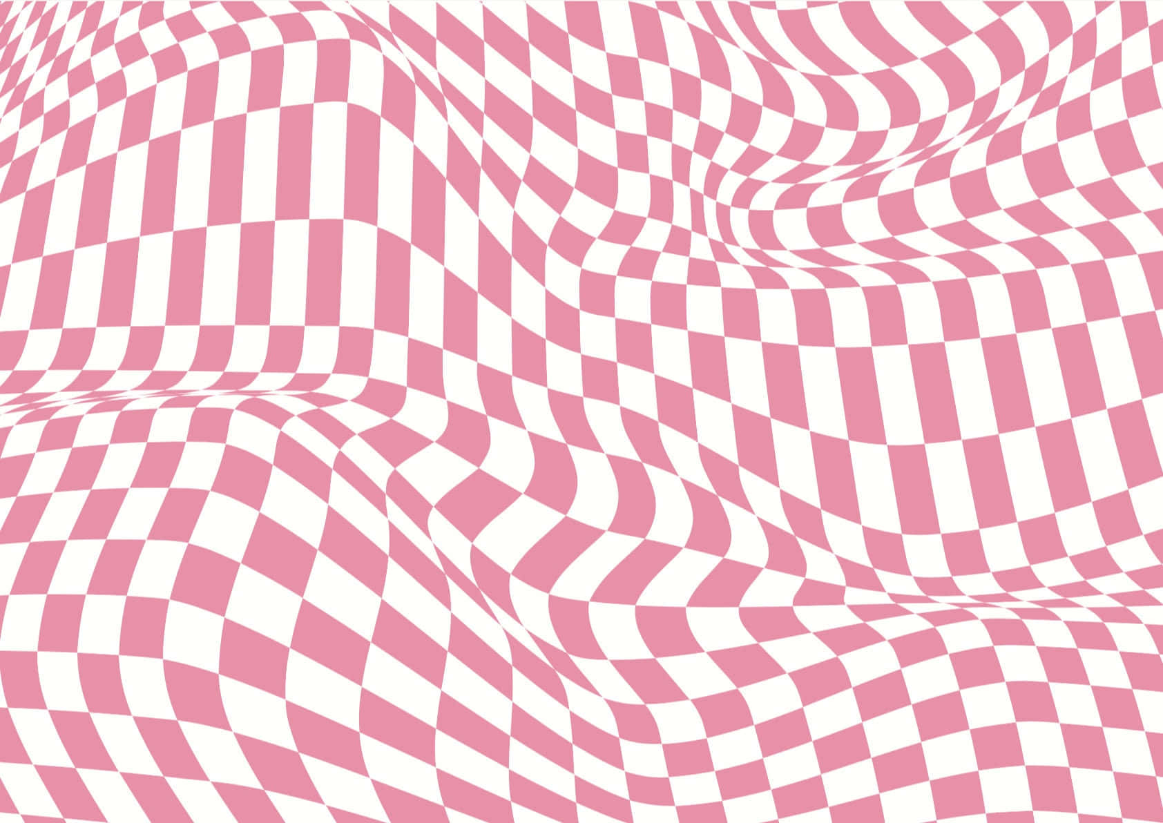 Pink Checkered 桌布 壁紙 — 波浪形粉紅和白色格仔圖案營造出迷人的3D錯視效果。
