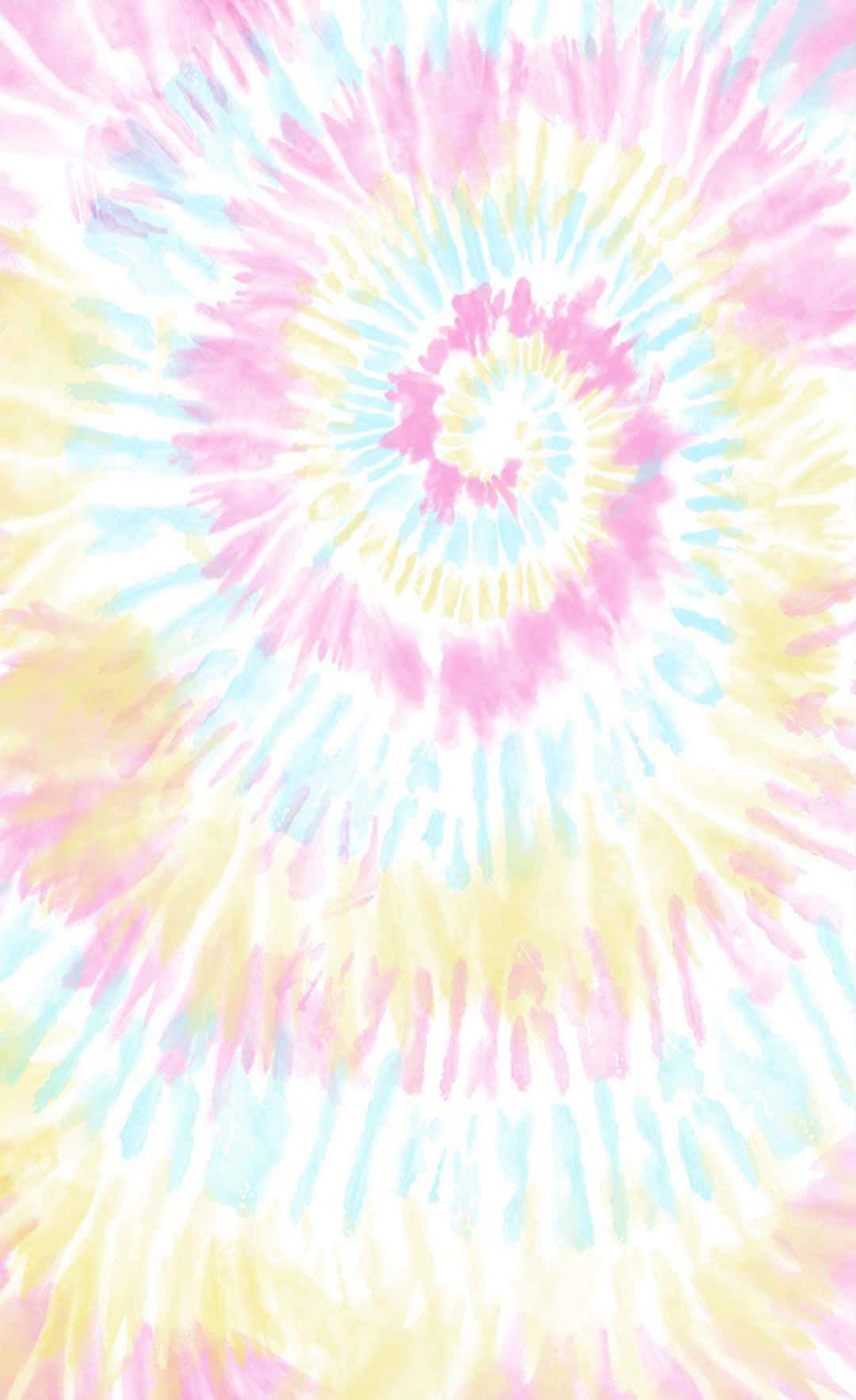 粉紅、黃和藍色的柔和水彩紮染螺旋圖案