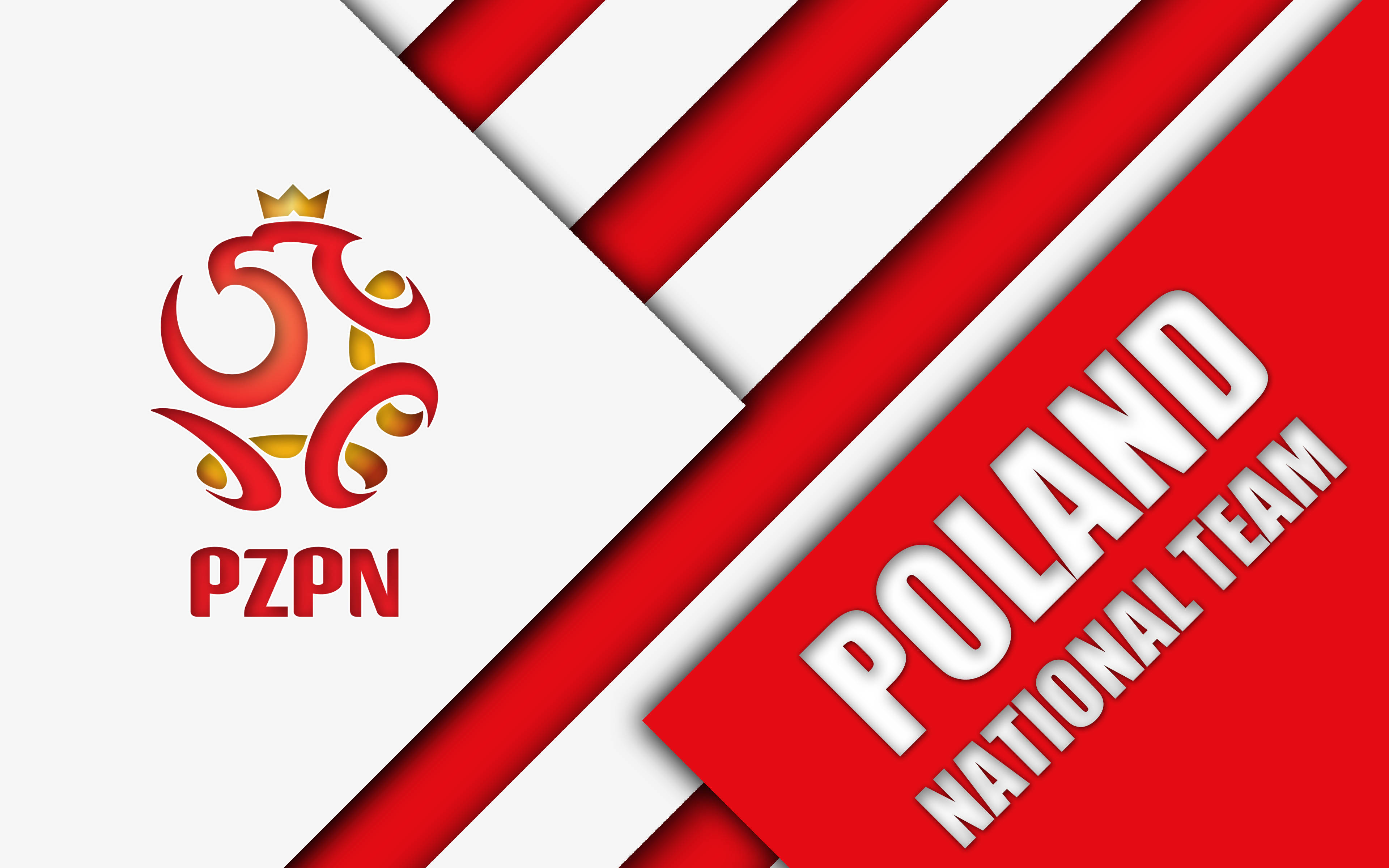 Poland Flag 桌布 壁紙 — 波蘭國家隊標誌，帶有紅色和白色對角條紋及粗體字體。