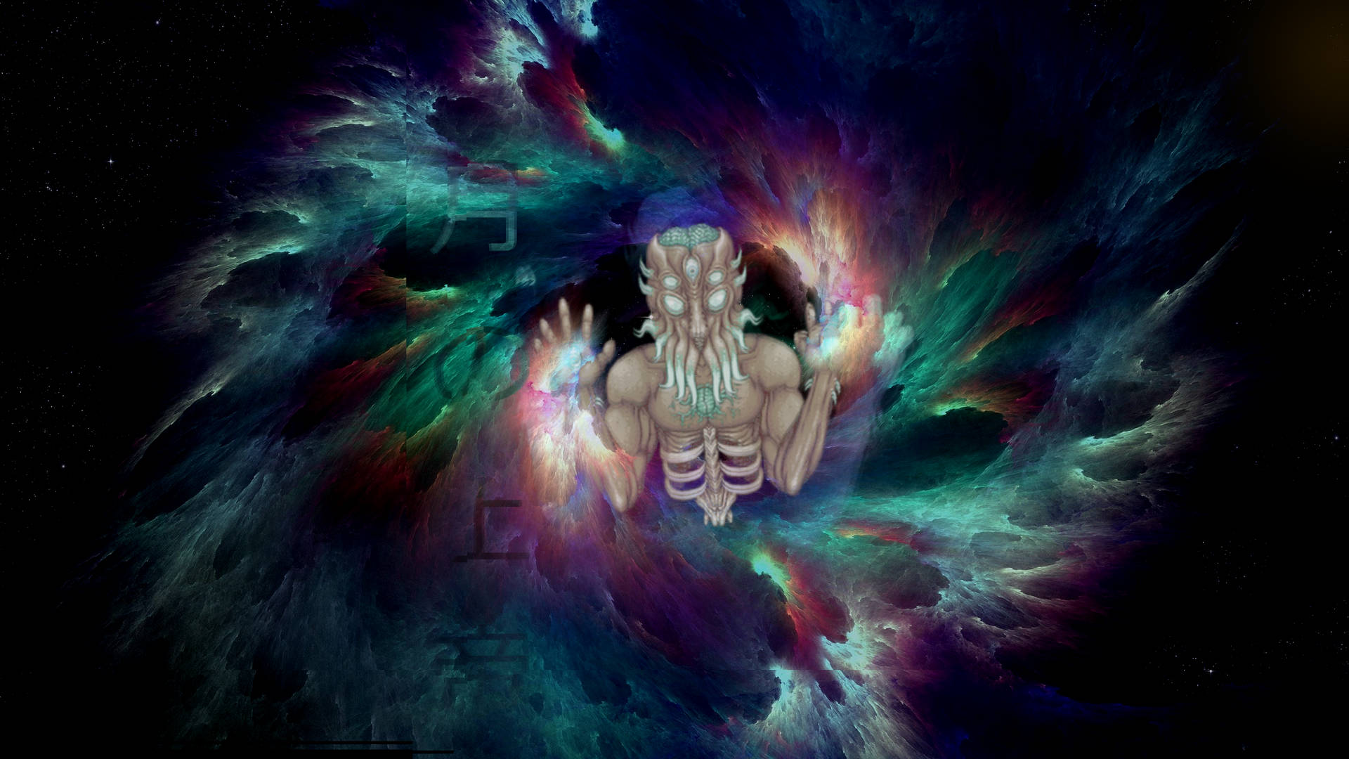 宇宙實體從色彩繽紛的星雲中伸出觸手。