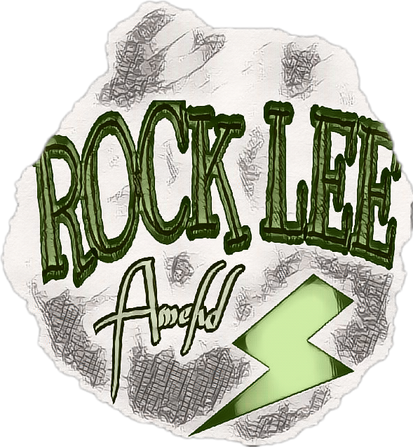 洛克·李動漫標誌 壁紙 — 在紋理白色背景上，粗體綠色 'ROCK LEE' 文字搭配 'Amoled' 字體和閃電。