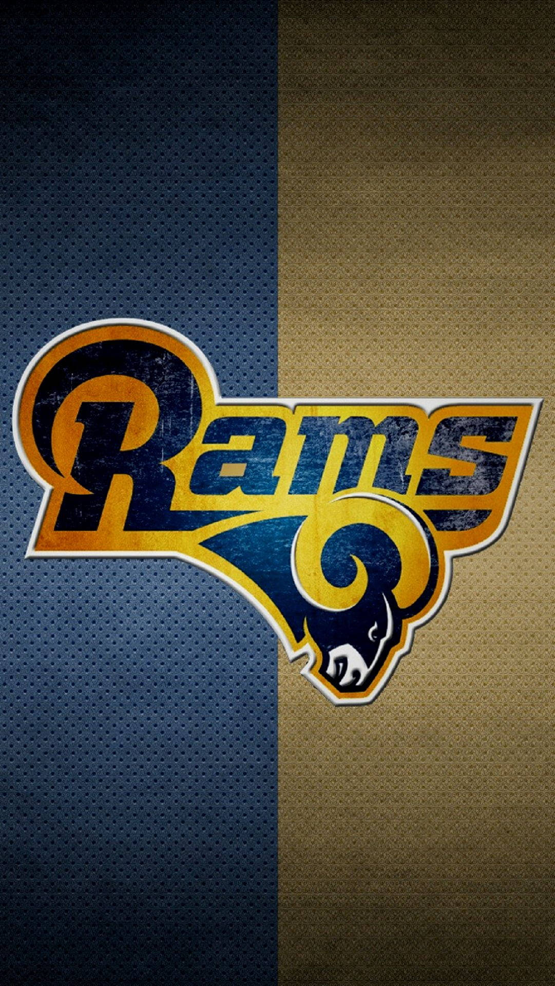 洛杉磯公羊隊NFL隊徽 壁紙 — 在紋理球衣布料背景上的藍色和金色風格化公羊隊標誌。