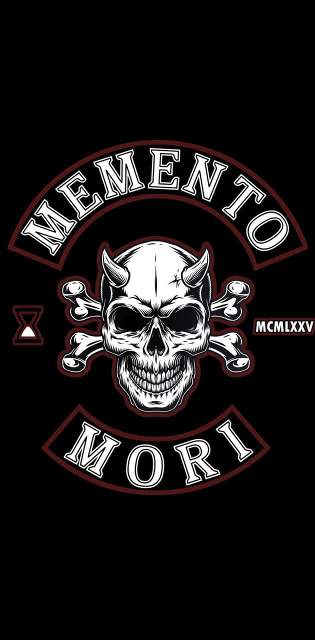 黑色背景上帶有沙漏和羅馬數字的Memento Mori骷髏頭標誌