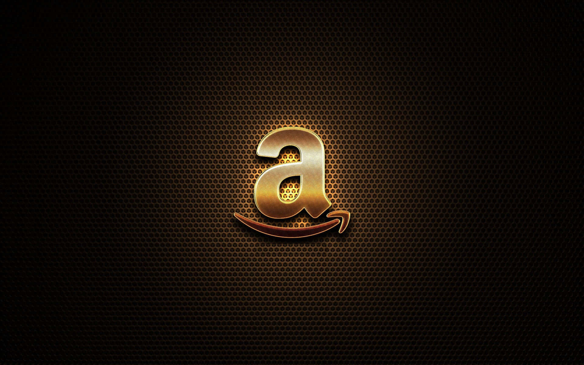深色六邊形背景上嘅金色Amazon標誌