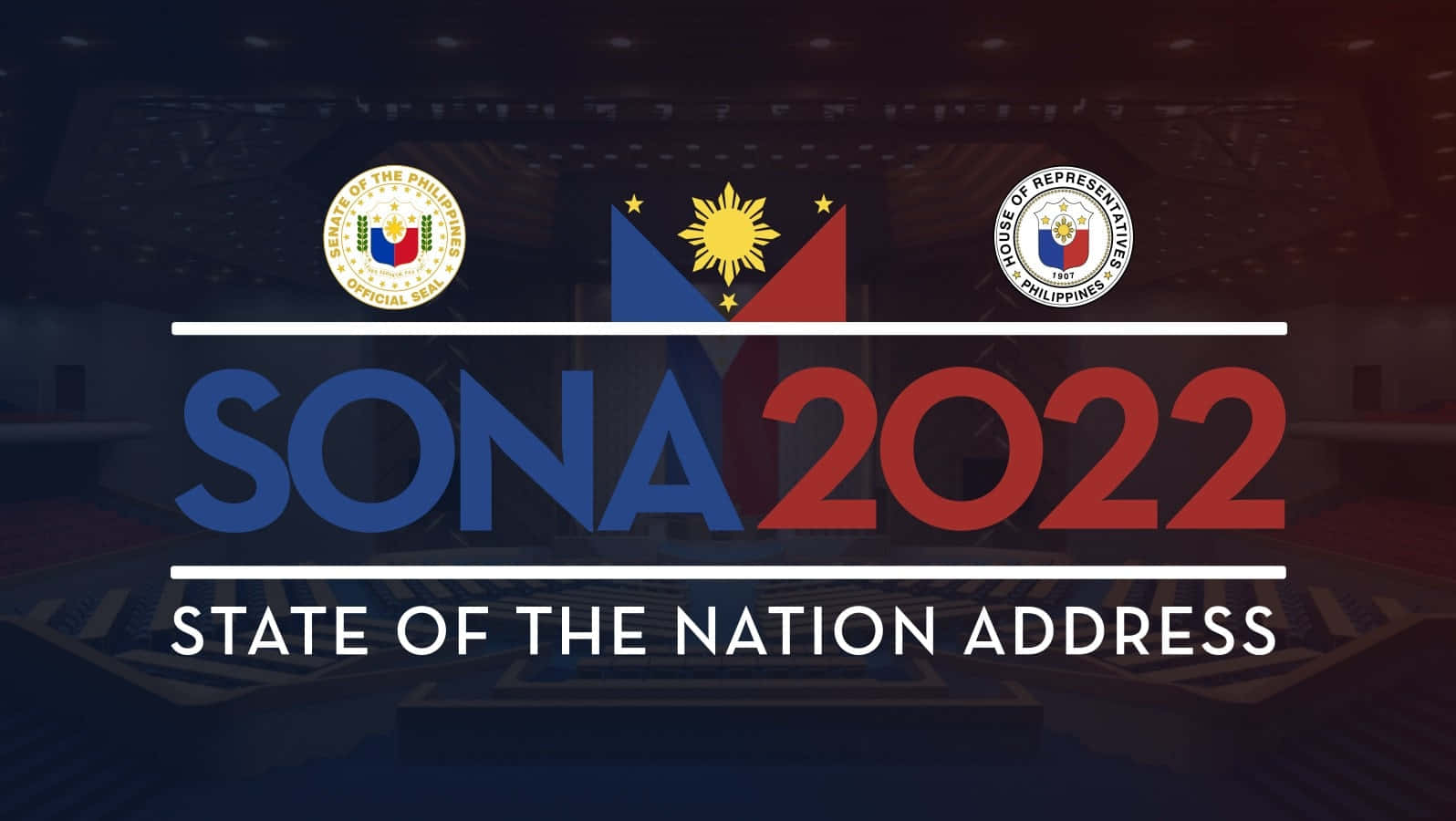 帶有菲律賓印章和旗幟的 SONA 2022 國情咨文圖形。