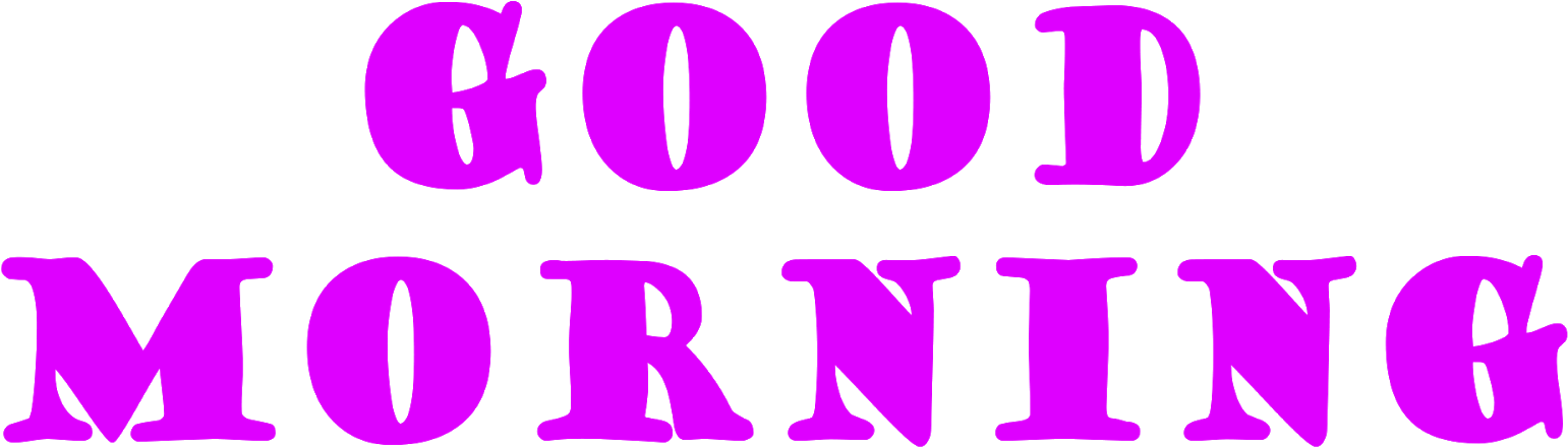 活力早安文字 壁紙 — 粗體圓角字型的鮮艷洋紅色「GOOD MORNING」文字在純黑背景上發光。