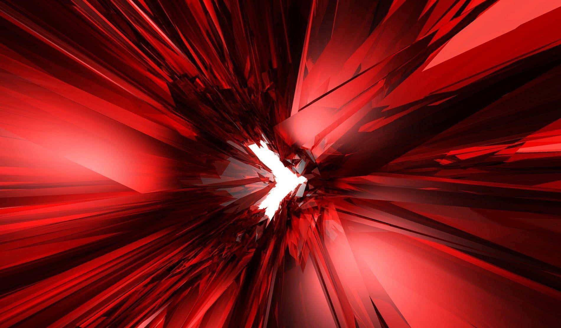 活力紅色背景 壁紙 — 從明亮的白色核心放射出的尖銳紅色碎片的動態抽象爆炸。