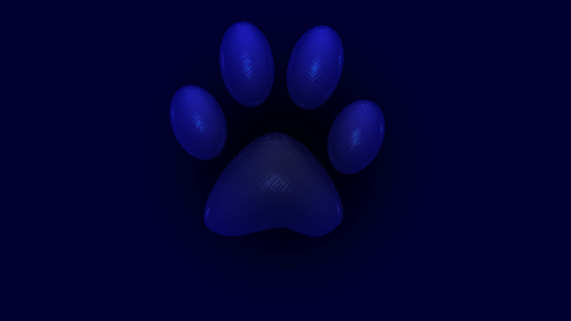 一個發光的藍色3D動物腳印在深色背景上。