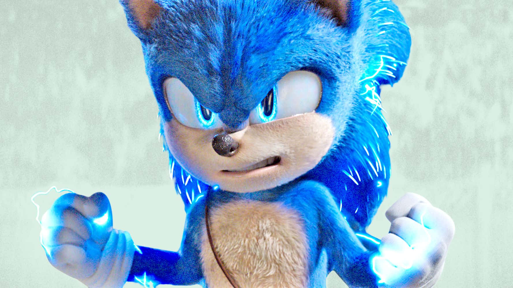 Sonic the Hedgehog 拳頭周圍閃爍著藍色光芒的能量。