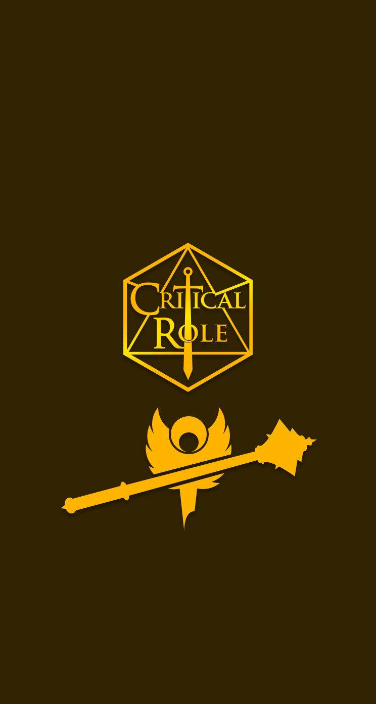 深棕色背景上的金色Critical Role標誌和狼牙棒圖示。