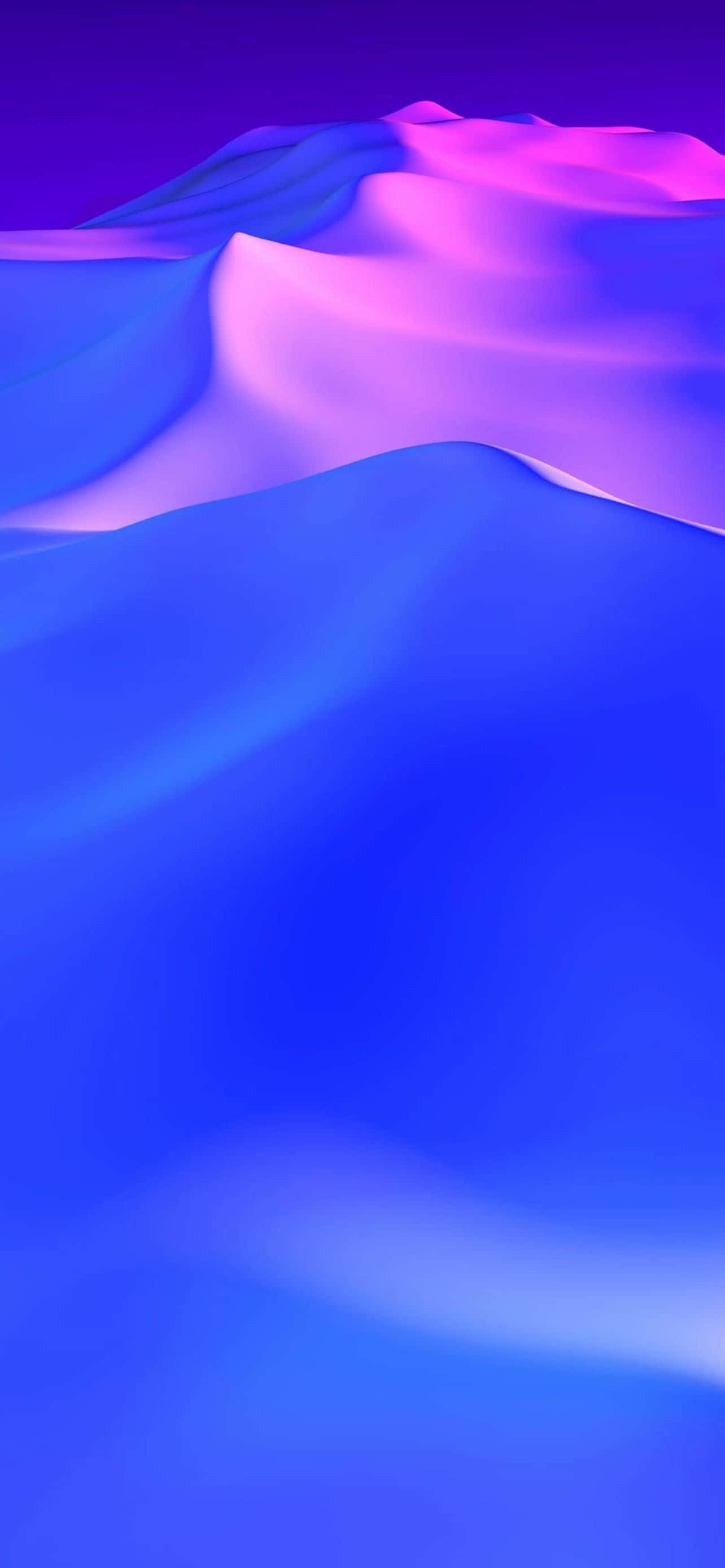 藍色 iPhone 桌布 壁紙 — 流動的抽象布料，帶有漸變藍色和紫色色調，柔軟的摺痕和光滑的質感。