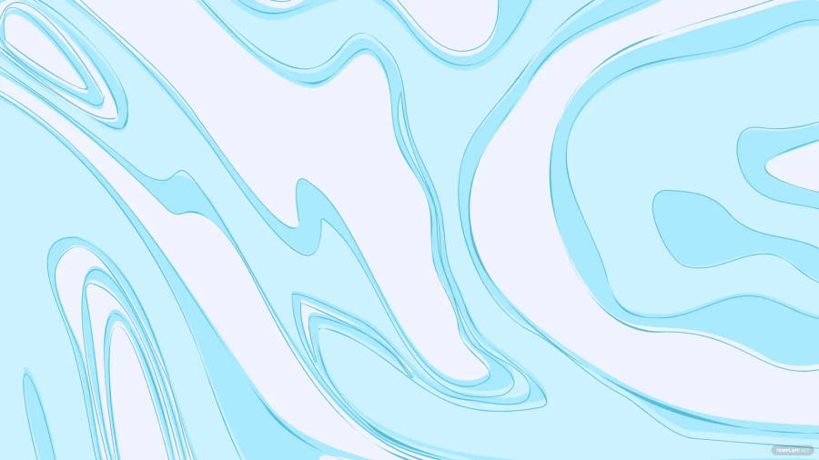 Pastel Blue 桌布 壁紙 — 流動的淺藍色和白色抽象波浪在畫布上以平滑、連續的曲線流動。