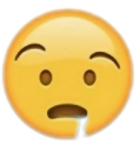 流口水表情符號 壁紙 — 一個黃色表情符號臉孔，眉毛揚起，一滴眼淚沿臉頰流下，背景為黑色。