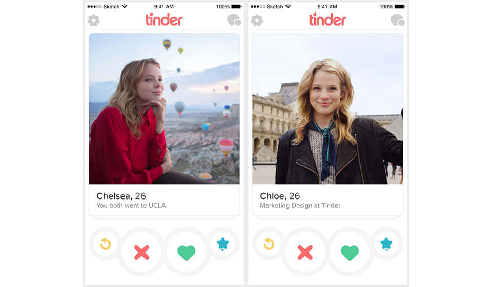 兩個Tinder用戶個人資料，以風景如畫的戶外環境為背景的女性。