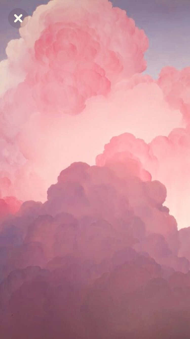 柔和的水彩天空中粉紅和紫色的雲
