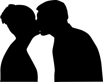 浪漫情侶剪影親吻 壁紙