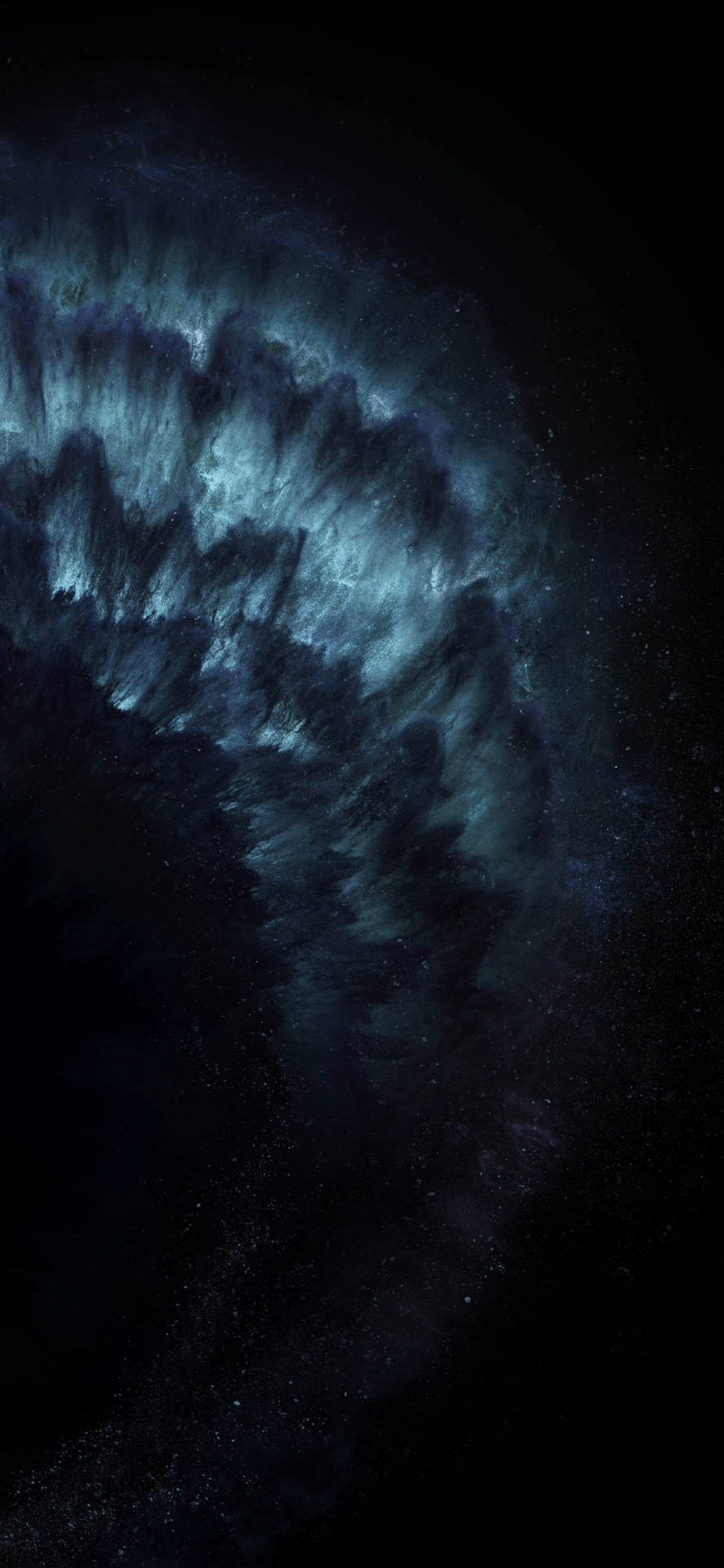 在深空中，一個發光的藍色星雲伴隨著星星。