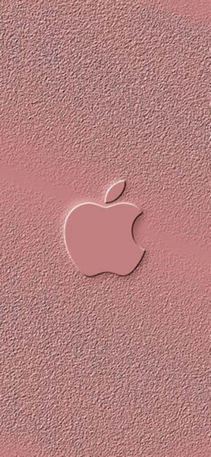 粉紅色Apple標誌在帶有紋理的啞光粉紅色背景上。