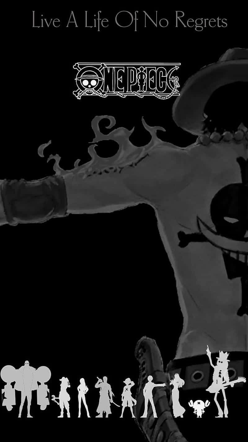 One Piece 動畫角色以黑白剪影呈現，附有勵志語句。