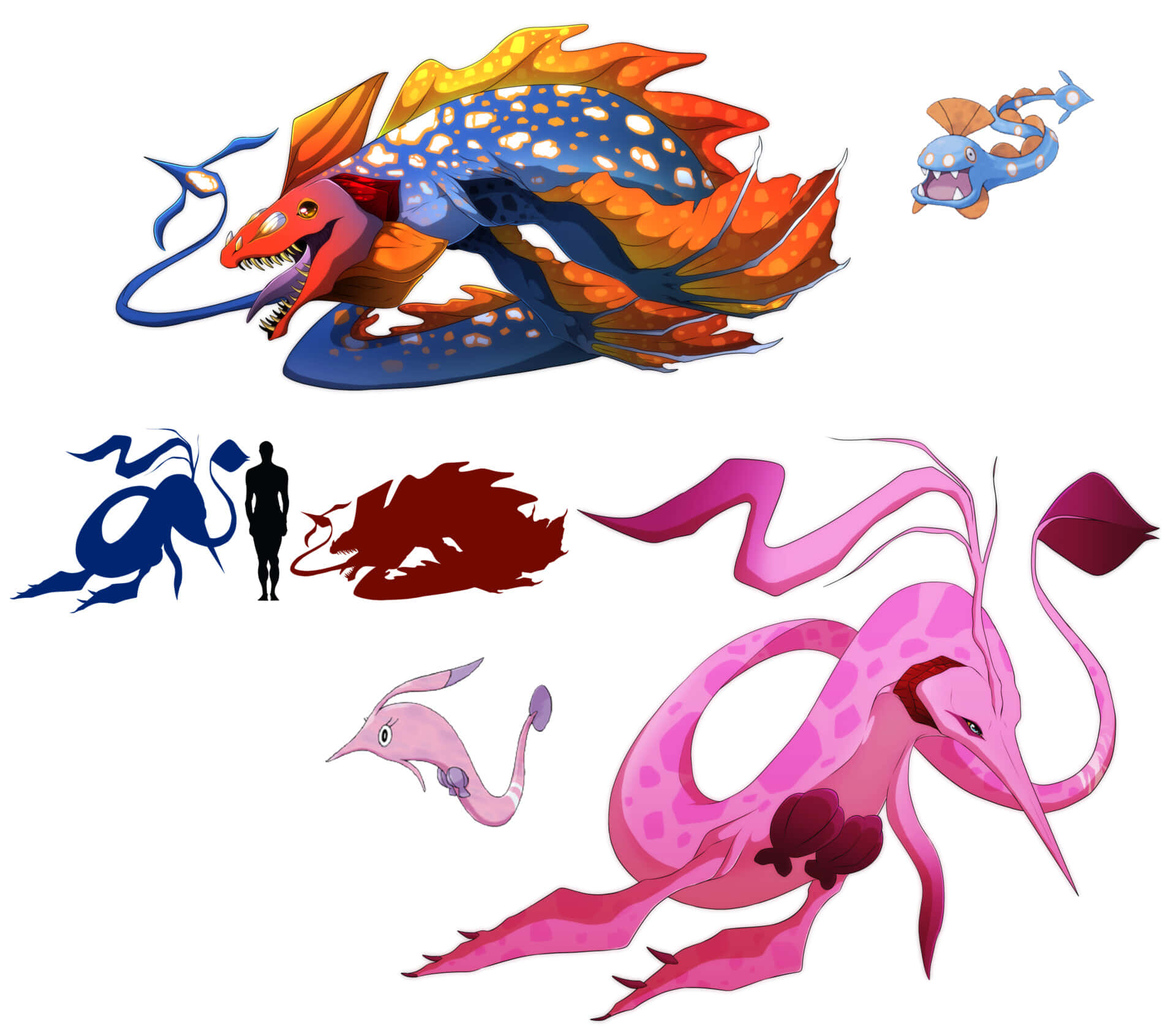 具有龍和魚特徵的奇幻生物，色彩鮮豔