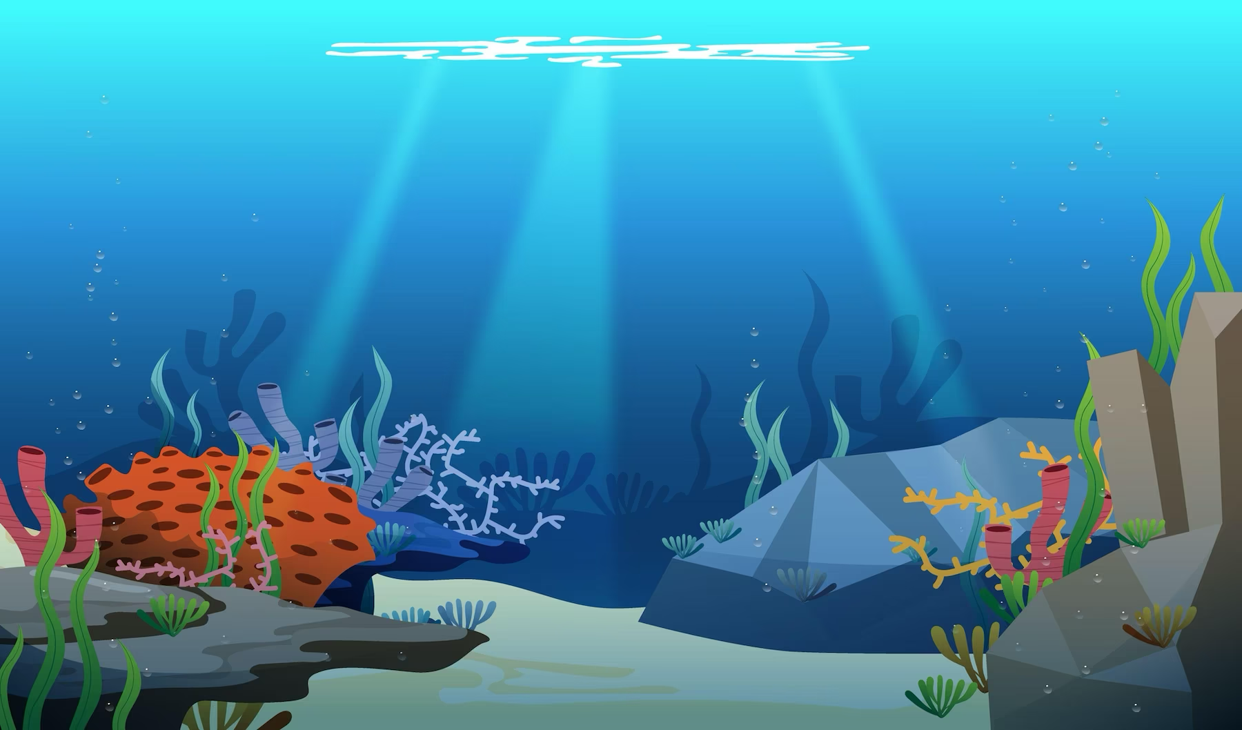 海底水生生物插圖 壁紙