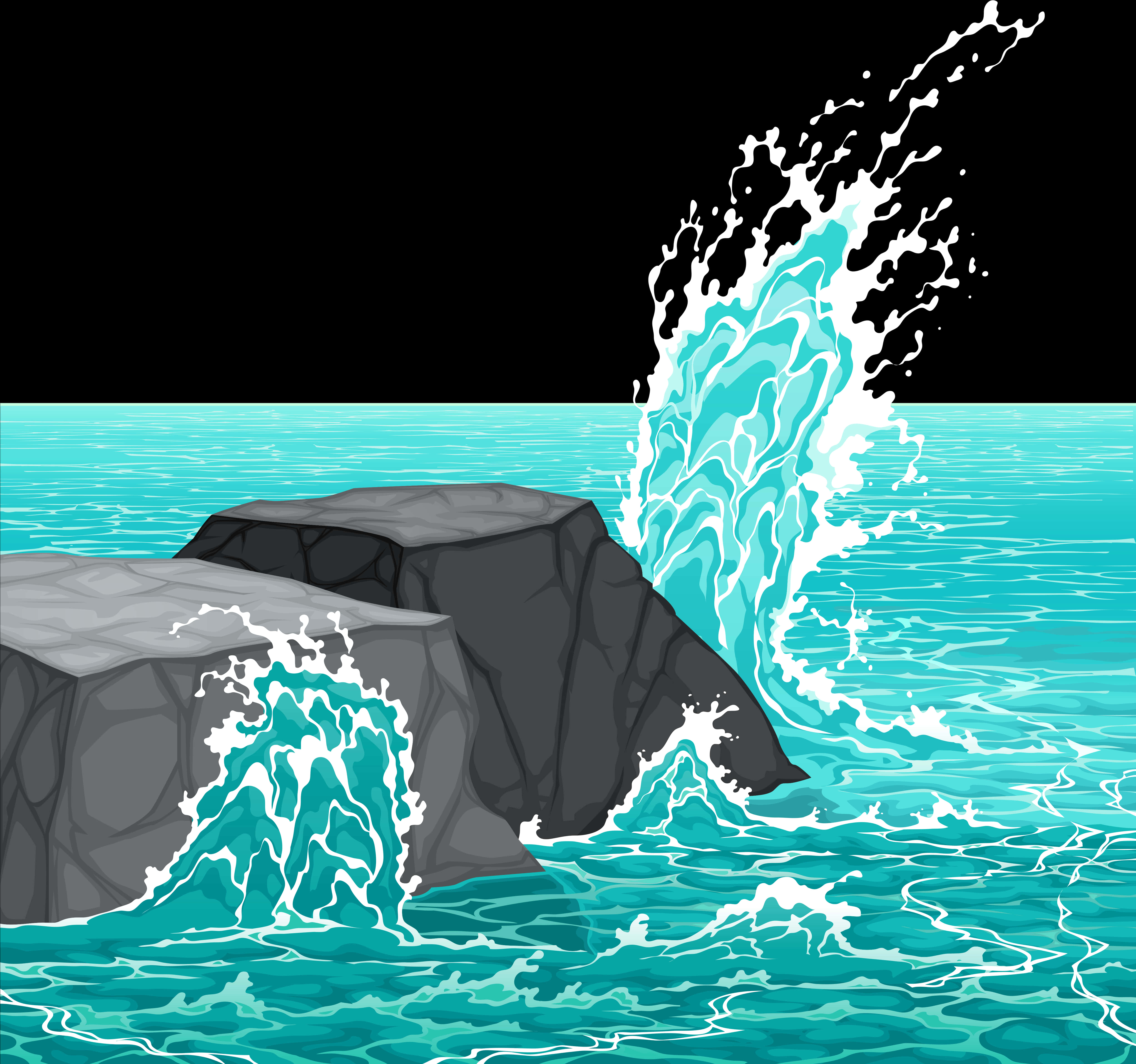 海浪拍打岩石 壁紙