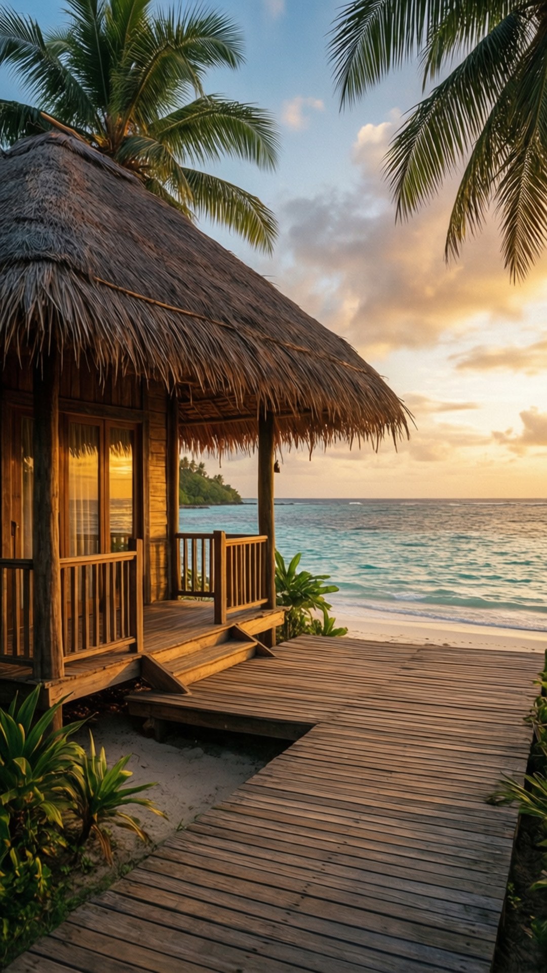 海灘小屋島嶼 壁紙