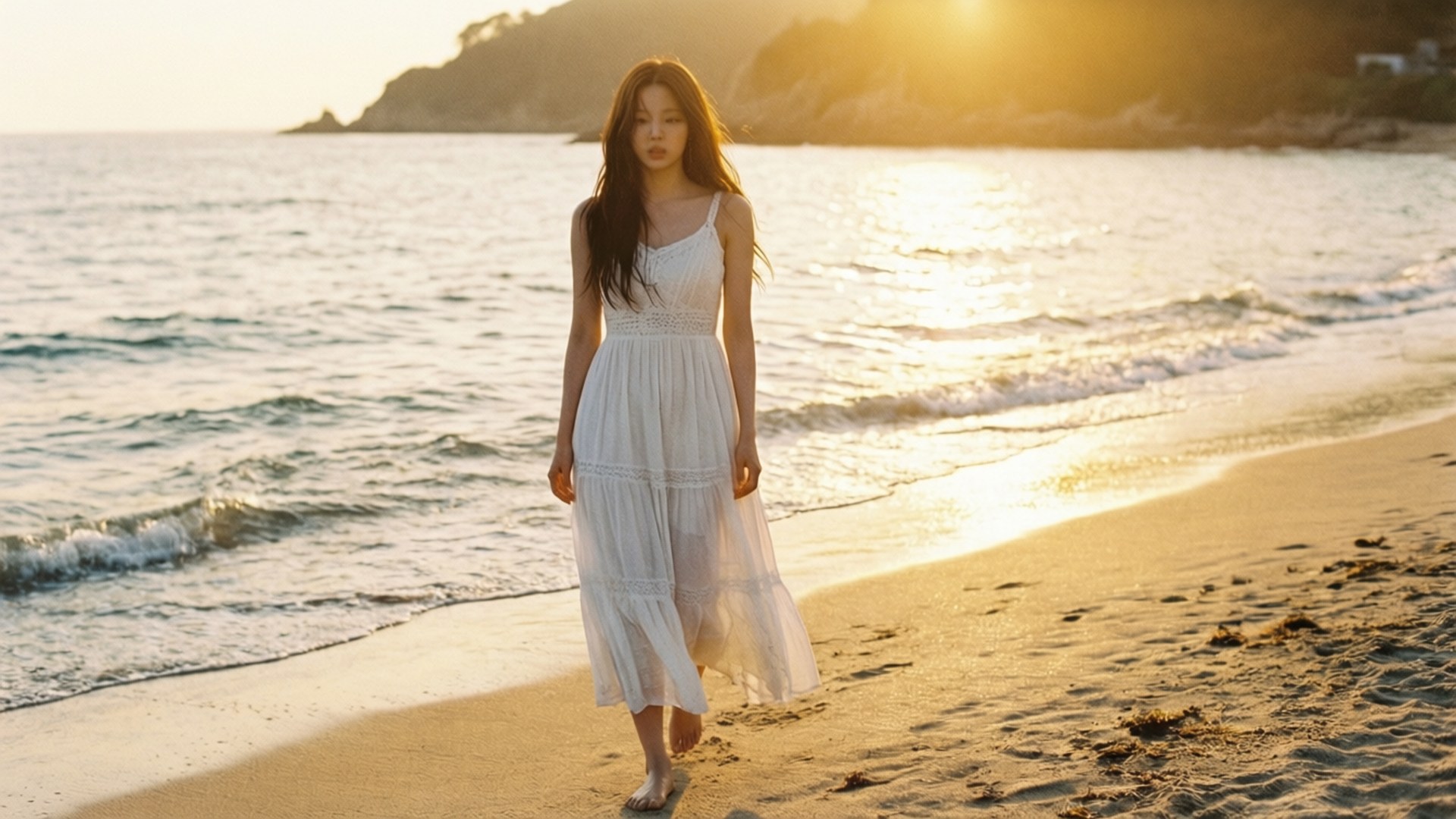 海灘日落 Jisoo 壁紙