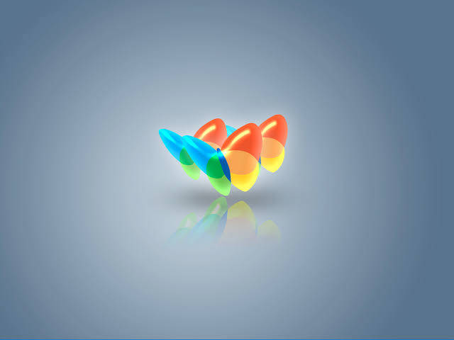 漂浮的彩色抽象形狀在灰色背景上反射
