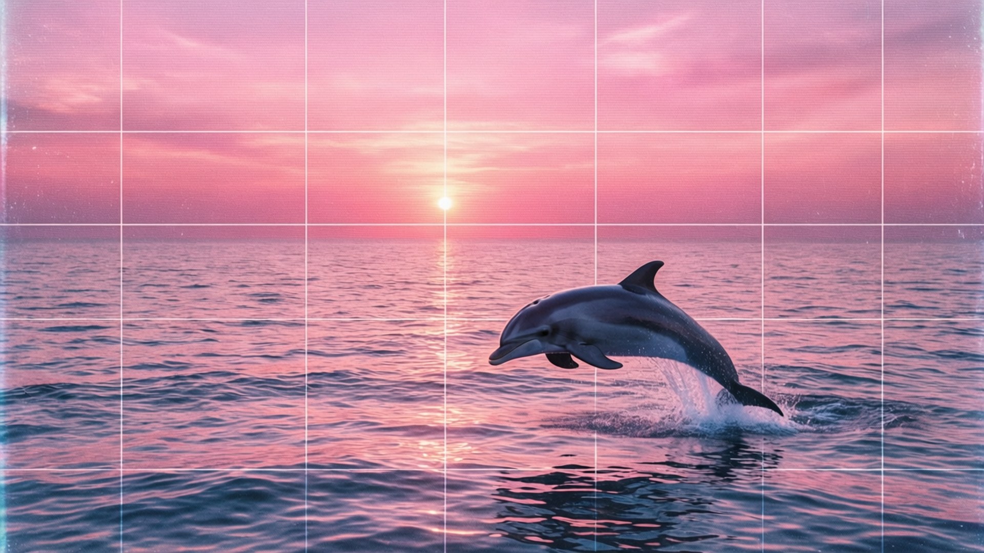 海豚夕陽浪 壁紙