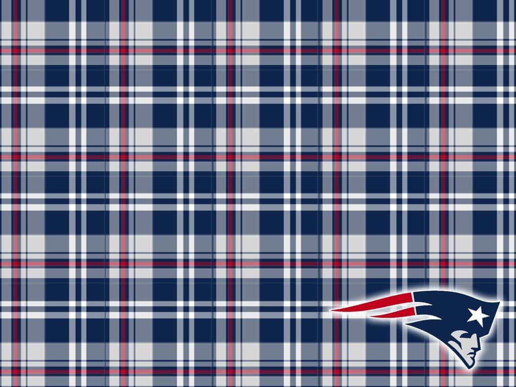 Patriots 桌布 壁紙 — 海軍藍色格子圖案，帶有白色和紅色條紋，右下角有新英格蘭愛國者隊標誌。