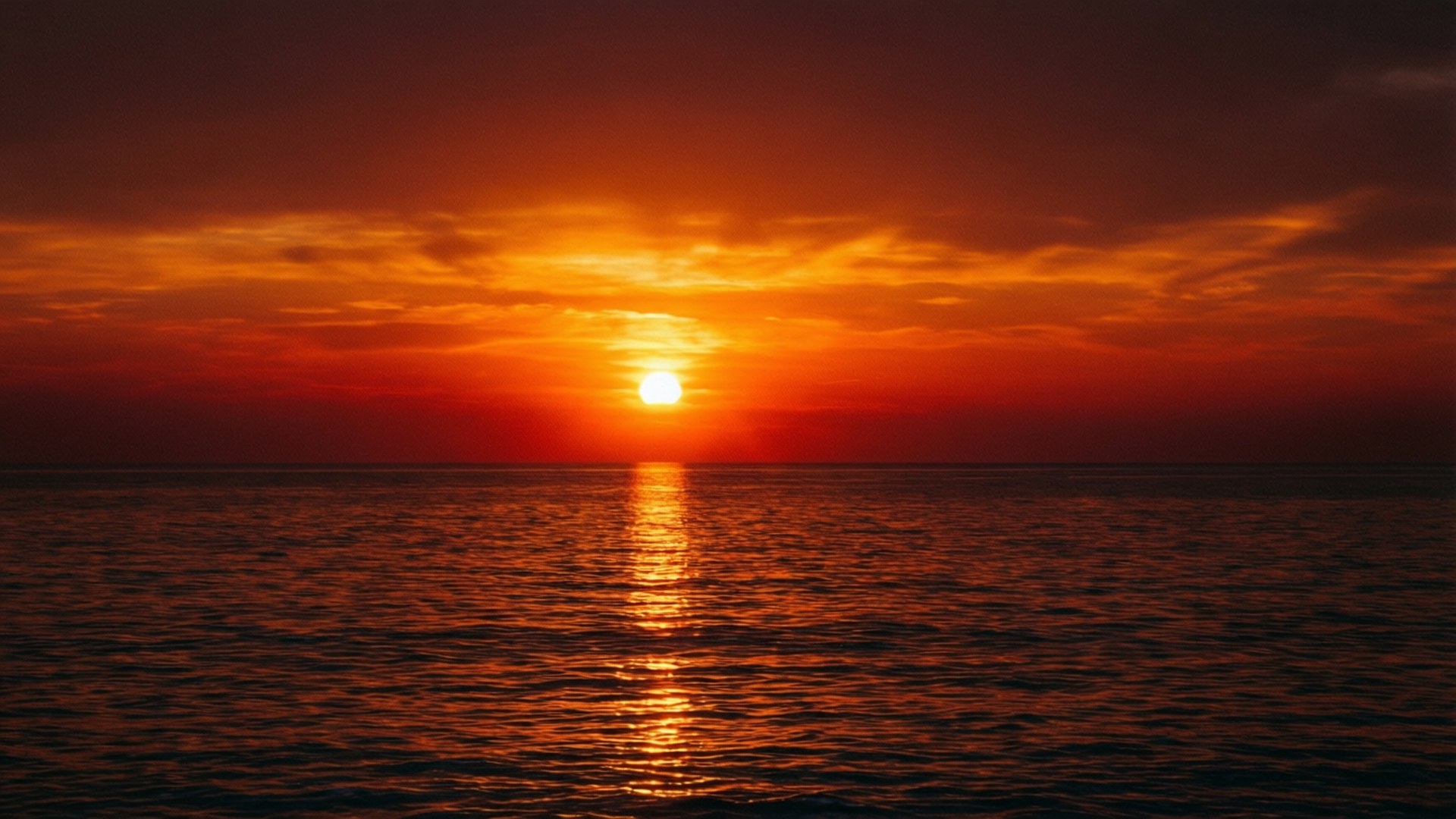 海上的日落，平靜的水面上有金色倒影