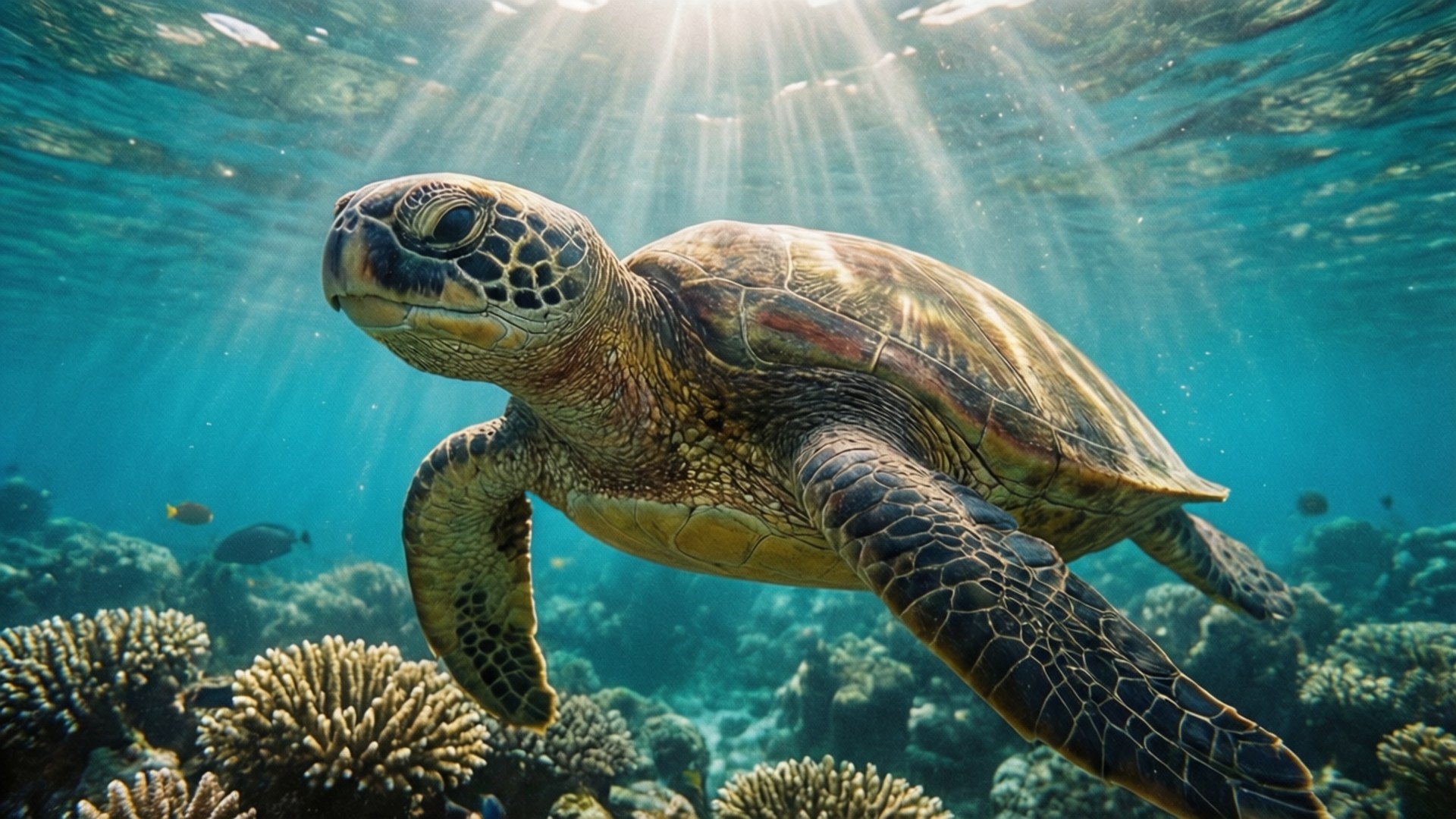 海龜水底游 壁紙
