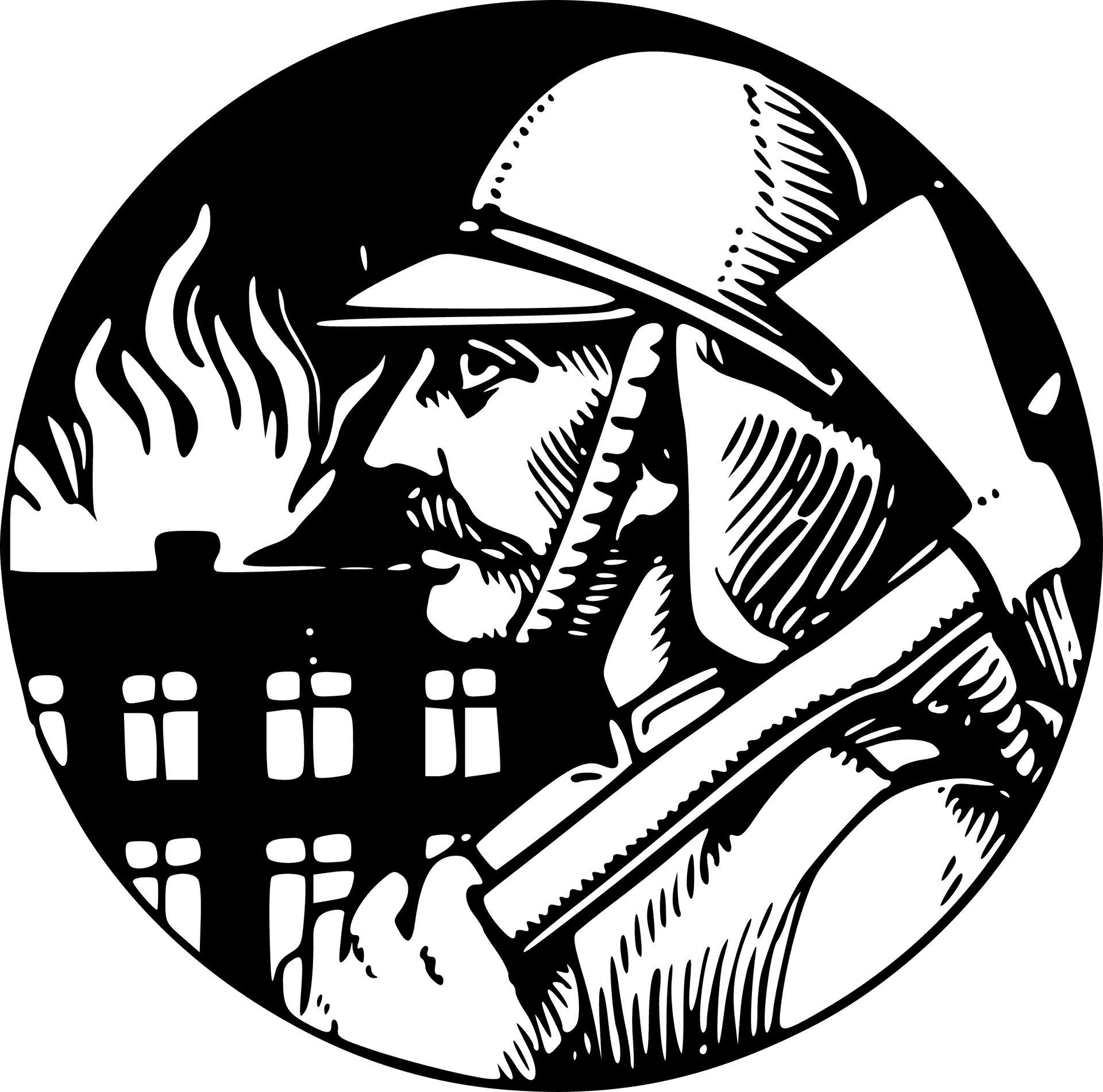 消防員剪影對抗烈焰
