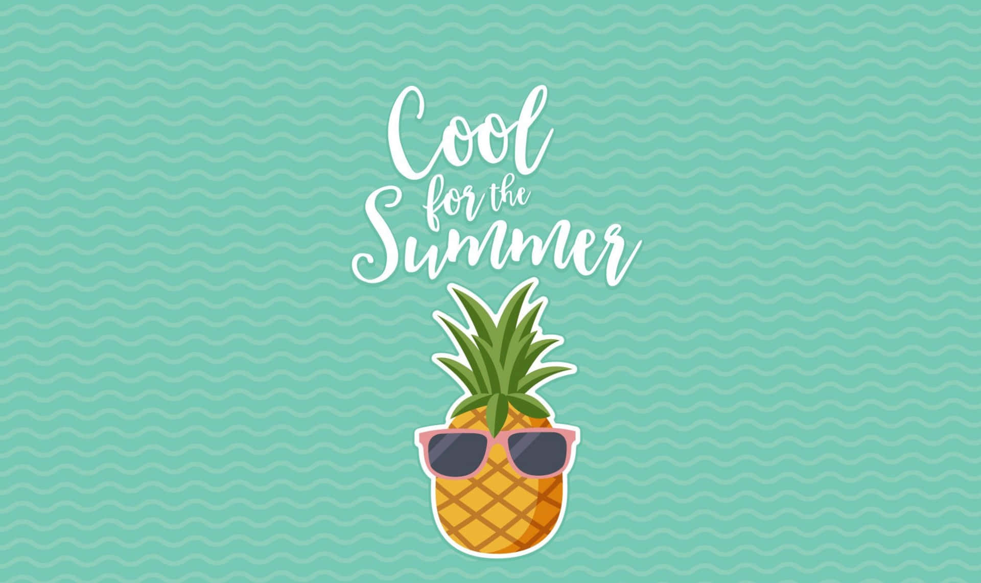戴太陽眼鏡的菠蘿，在藍綠色波浪背景上寫著「Cool for the Summer」文字。