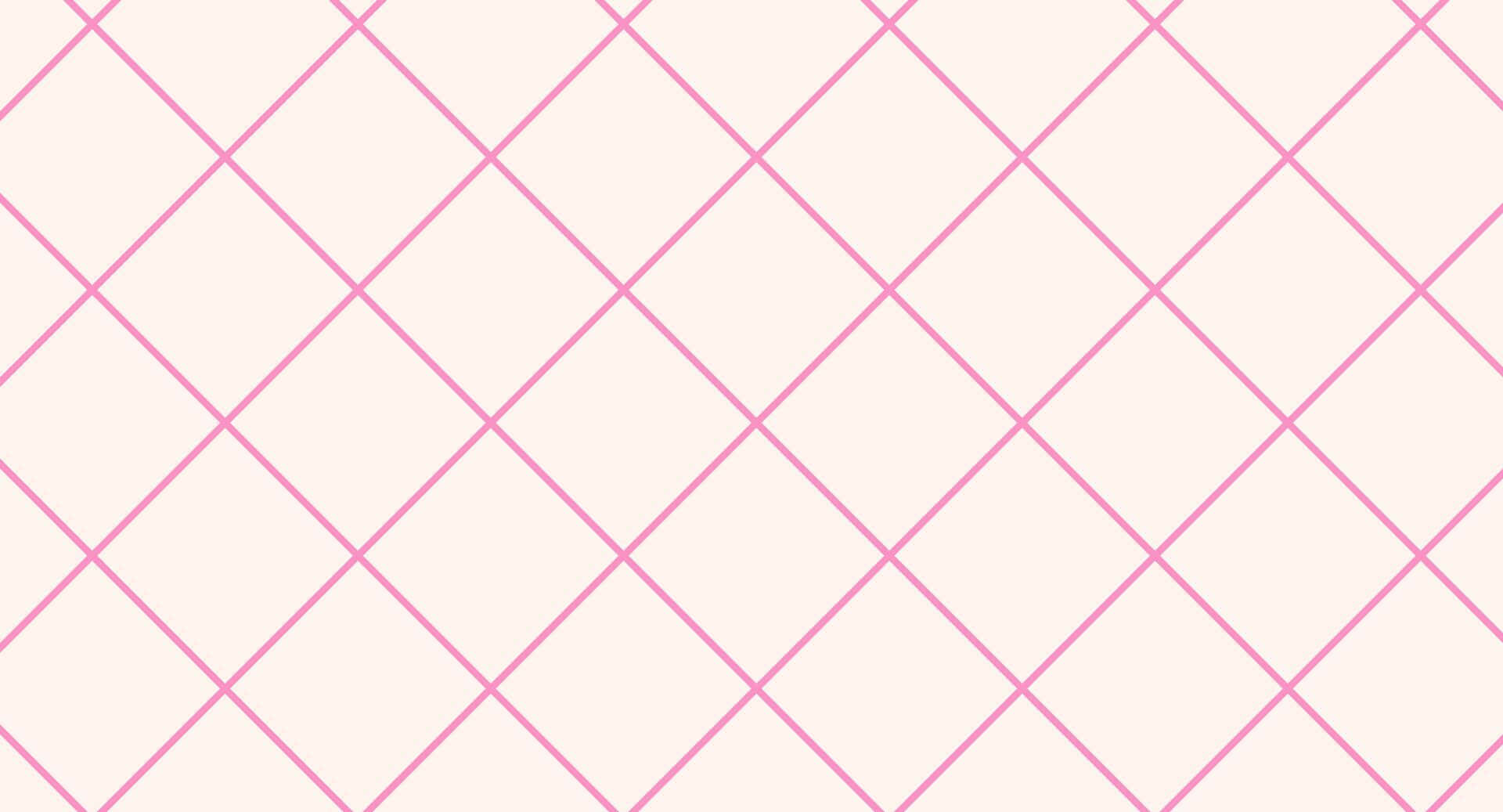 Pink Grid 桌布 壁紙 — 淡粉紅色鑽石格紋圖案在淡奶油色背景上，營造出柔和的幾何牆紙設計。