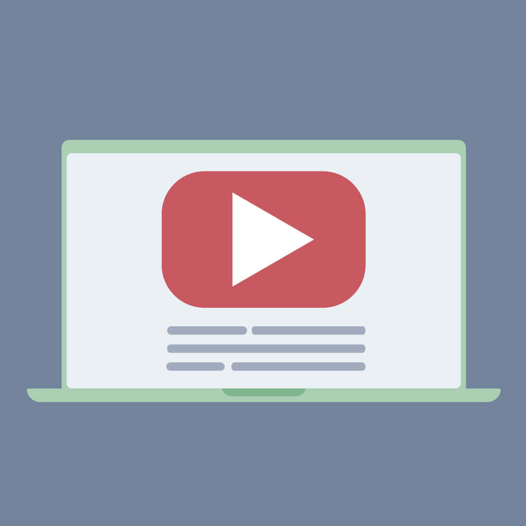 深入探索 YouTube 壁紙 — 一部簡約筆記型電腦在白色螢幕上顯示紅色 YouTube 播放按鈕，背景為柔和的藍色。