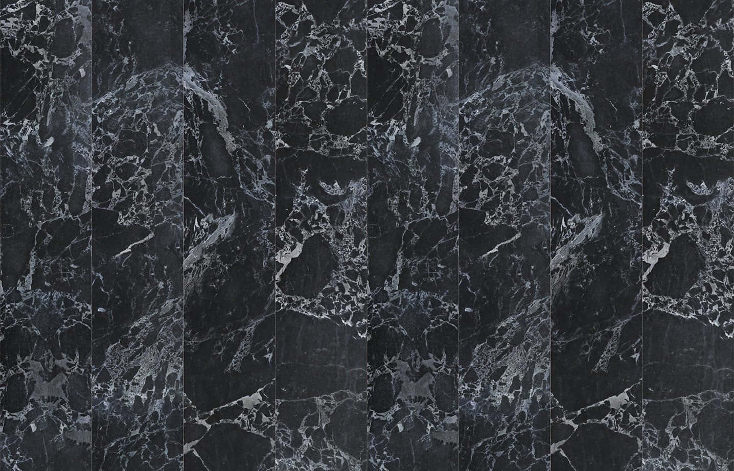 Black And White Marble 桌布 壁紙 — 深灰色大理石瓷磚，帶有複雜的白色紋理，排列成垂直面板。